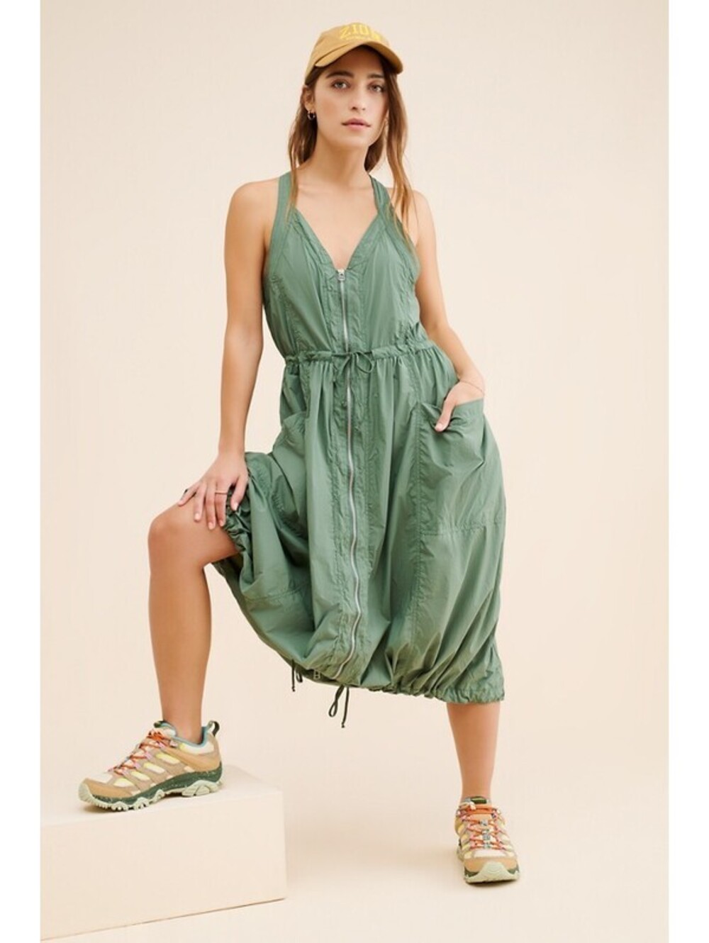 $128 Daily Practice Anthropologie Free Fall Midi Dress color Moss Size XL #1308 - Picture 6 of 12